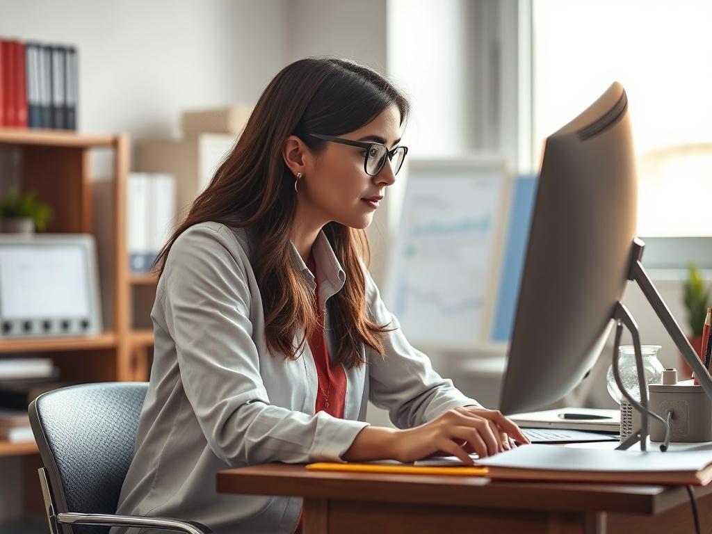 A realistic high resolution of a teacher analyzing student performance